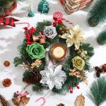 Kunstkerstbloemen, mix van zijden bloemen, kunstrozen met stelen voor zelfgemaakte bruiloft, bruidsboeketten, tafeldecoratie, woondecoratie.
