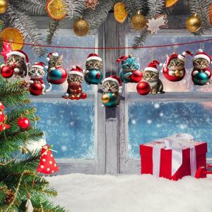 10 stuks kerstboom katten, kerst decoratie, acryl hanger Kerstmis, kerstboomversiering voor kerstfeest, kerstboomversiering