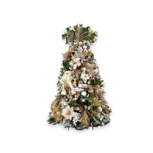 Dekorierter künstlicher Weihnachtsbaum mit 106 Ornamenten Champagne 180 cm Baum mit Ständer und Weihnachtsschmuck