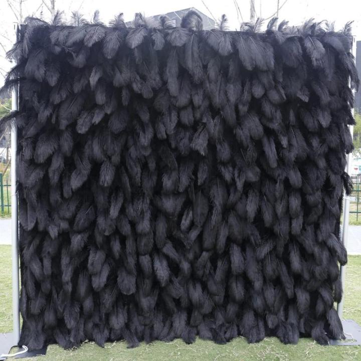 Schwarzer Federstoff Hintergrundsimulation Blumenwand Hintergrundwand, Foto Fotohintergrund Blumenwand Geeignet Für Einkaufszentren, Geschäfte, Innen- Und Außenbereich, Themenpa