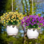 Kunstbloemen, 8 bundels buiten, uv-bestendig, namaakbloemen, vervaagt niet, groene kunstplant, tuin, veranda, raam, box, kantoor, struiken, decoreren (geel)