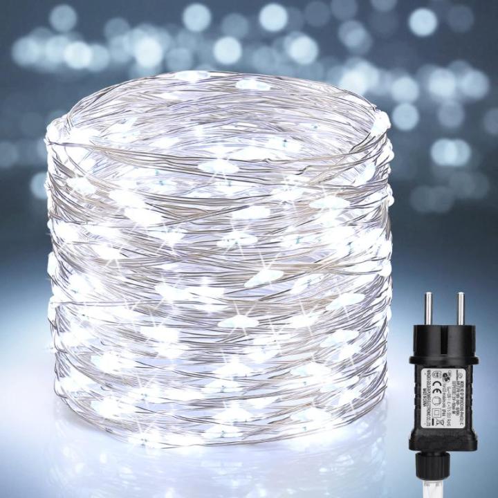 Lichtslingers Koperdraad 20M 200 LED Kerstverlichting Waterdicht 8 Modi Lichtgevende Kettingen Buiten Kerstboom Decoratie Tuin Thuis Feest Bruiloft, Koel Wit