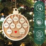 Gepersonaliseerde kersthangers met 6 namen - 2023 houten kerstboomversiering gepersonaliseerde familie, partner huisdier en vrienden