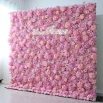 Pink Rose Künstliche Blumenwand, 3D-Wandblume Mit Stoffrücken, Seidenhortensie, Blumenwandpaneel, Verwendet Für Hochzeit, Gartenwand, Kirchenwand, Party(2x2m/6.5x6.5FT)