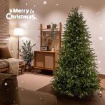 Fichten Weihnachtsbaum mit Licht, Künstlicher Weihnachtsbaum mit Metallständer und Aufklappbaren Zweigen, Erstklassige Weihnachtsdekoration(210cm/7ft)