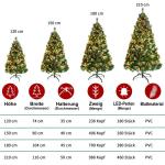 Kerstboom 120 cm, pvc-kunstkerstboom met 8 lichtmodi, verlichting, standaard, dennenappels, Ilex dennennaalden, dichte takken, kerstboom Ø 74 cm