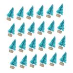 1 Set Mini Kerstboom Decoratie Kerstbomen Versierd Mini Kerstboom Decor Sneeuw Kerstboom Vier Kunstmatige Kerstboomdecoraties Sisal Zijde Blauw 24st