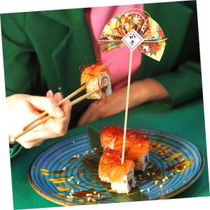 2st Blumenstab Japanische Kuchendekorationen Cupcake-kuchen-picks Blumendekor Japanische Cupcake-topper Diy-fan-pick Ostern Cupcake Picks Blumenarrangement-picks Hölzern Golden