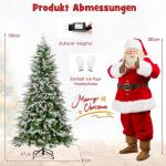 Kunstkerstboom van 190 cm met verlichting en sneeuw, dennenboom met 280 warmwitte ledlampen en 62 dennenappels, kerstboom met scharnierstructuur, kunstboom voor thuis