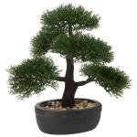 Kunstbonsai Natuurgetrouwe kunstplant, kunstboom, bonsai, ceder, grenen, podocarpus, plastic plant, kunstplant met keramische pot in zwart, voor badkamerdecoratie, desktop, kantoor