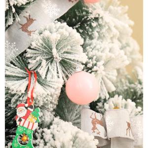Schneebeflocktes Weihnachtsbaum-Set,künstlicher Weihnachtsbaum aus Kiefernholz mit Dekorationsornamenten,für Home-Office-Geschäfte und Hotels-Weiß 300cm Modisch，White-150cm(5