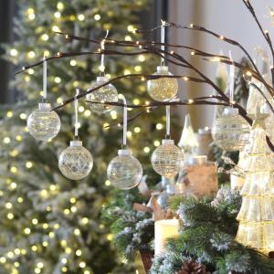 Onbreekbare doorzichtige plastic van 60 mm met glitterschilderij, transparant, doorzichtige kristallen , kerstboomdecoraties (30 stuks, goud)