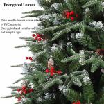 Weihnachtsbaum mit Tannenzapfen und Beeren, schneebedeckter künstlicher Weihnachtsbaum mit PVC-Zweigspitzen, einfache Montage mit Metallsockel für Zuhause, Büro, Partydekoration