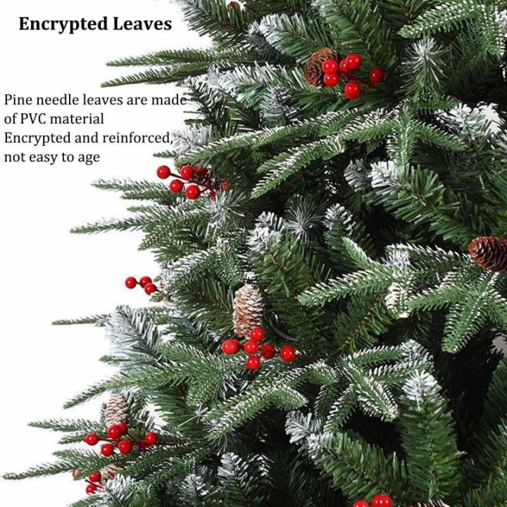 Weihnachtsbaum mit Tannenzapfen und Beeren, schneebedeckter künstlicher Weihnachtsbaum mit PVC-Zweigspitzen, einfache Montage mit Metallsockel für Zuhause, Büro, Partydekoration