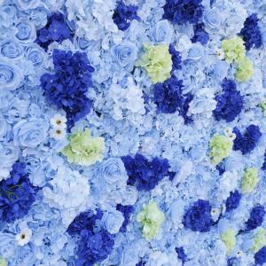Blaue Simulierte Hochzeitsblumenwand, Blumenarrangement, Blumen-Wandpaneel-Set, Künstliche Wand, Blumen-Hintergrund, 3D-Seide, Hortensie, Rose, Blumenpaneel Für Fotohintergrund, 