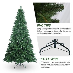 7,5 Fuß künstlicher Weihnachtsbaum mit 1480 PVC-Zweigen, Stabiler Metallständer, schneller Aufbau, automatisches Spreiz- und Schließdesign für einfache Weihnachtsdekoration (1