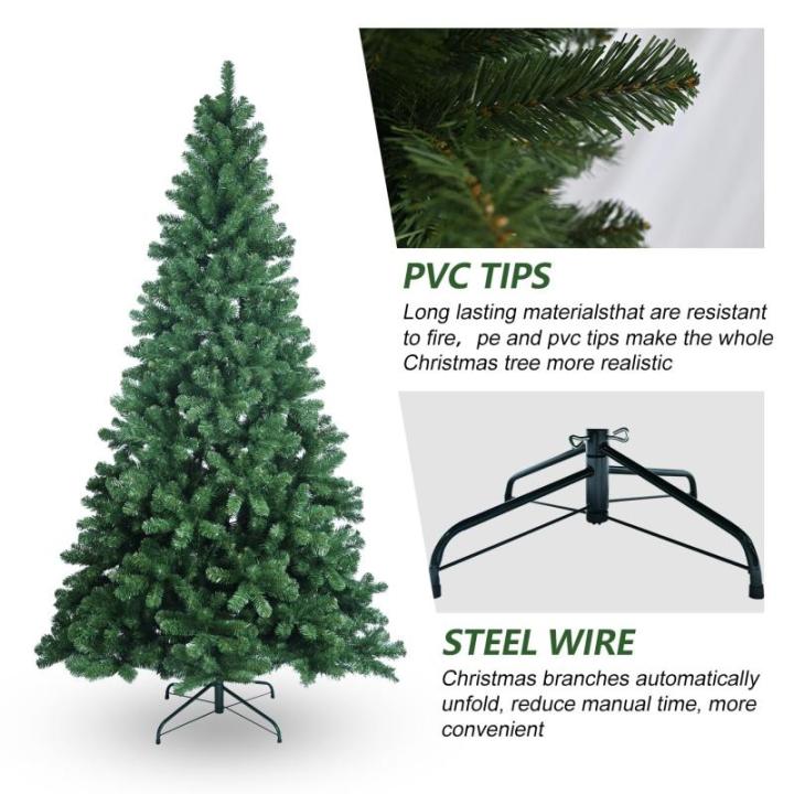 7,5 Fuß künstlicher Weihnachtsbaum mit 1480 PVC-Zweigen, Stabiler Metallständer, schneller Aufbau, automatisches Spreiz- und Schließdesign für einfache Weihnachtsdekoration (1