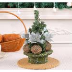Eleganter Miniatur-Weihnachtsbaum mit goldenen Kugeln, Tannennadel, Schreibtisch-Dekoration für Büro, Urlaub, Dekoration, 5 Stück