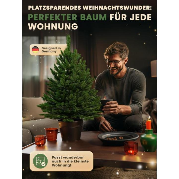 Kunstkerstboom 60 cm, in pot met led en sneeuw, kerstboom voor binnen en buiten, kunstboom voor kerstdecoratie, realistische look