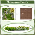 Set van 2 kunstheggen, plantenwand, 50 x 50 cm, panelen met veelzijdige kunstplanten, gesimuleerd gazon, wandplanten, kunstplant voor muur, balkon, tuin, groen (10 soorten)