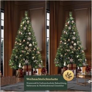 Kunstkerstboom 180 cm met verlichting, warm en RGB led-lichtsnoer, Nordmann-spar, 9 modi en afstandsbediening