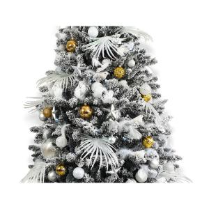 Geschmückter künstlicher Weihnachtsbaum mit 133 STK Kugeln Polar Gold 180 cm mit Metallständer