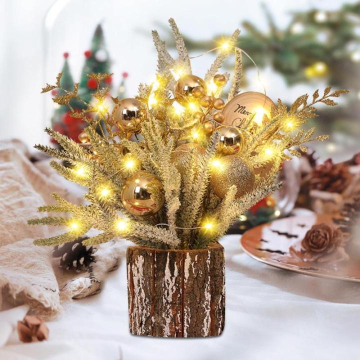 Kleiner Weihnachtsbaum mit Beleuchtung, 30cm Mini Weihnachtsbaum Weihnachtsdeko Beleuchtet Künstlicher Weihnachtsbaum LED Weihnachtsbeleuchtung Klein Tannenbaum für Weihnachten D