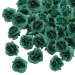 Kunstbloemkoppen, 50 stuks, kunstbloemen, rozen, voor bruiloft, feest, decoratie, doe-het-zelf (diameter 4 cm, groen)