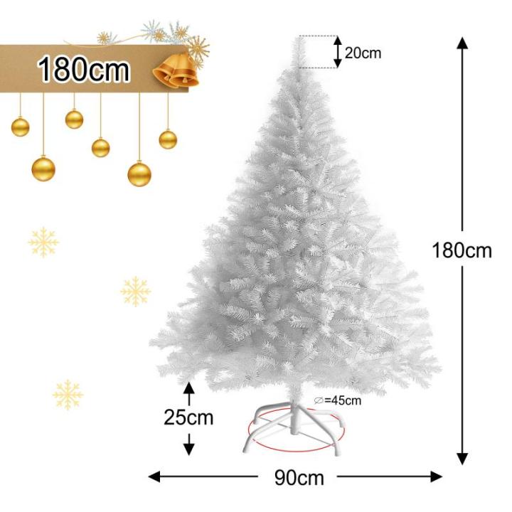 Kunstkerstboom 180 cm (diameter ca. 105 cm), 1,8 m kunstwitte kerstboom met 900 takken, verwijderbaar inklapbaar en moeilijk ontvlambaar, kerstboom met metalen standaard (diameter 