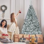 Kunstkerstboom, 150 cm, pvc, automatische kunstkerstboom met standaard, kunstkerstdecoratie, met flocking, sneeuw