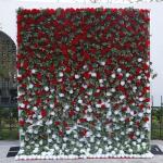 Roter Und Weißer Farbverlauf Stoffhintergrund 5D Hochzeitsblumenwand, Künstliche Rosenwand Hintergrundwand Für Fotohintergrund Home Party Hochzeitskulisse(1.2 * 2.4m/3.9 * 7.8ft