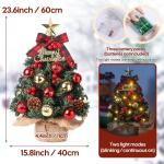 Mini kerstboom kleine kerstboom met verlichting LED tafel kerstboom klein kunstmatig versierd voor Kerstmis decoratie 60 cm