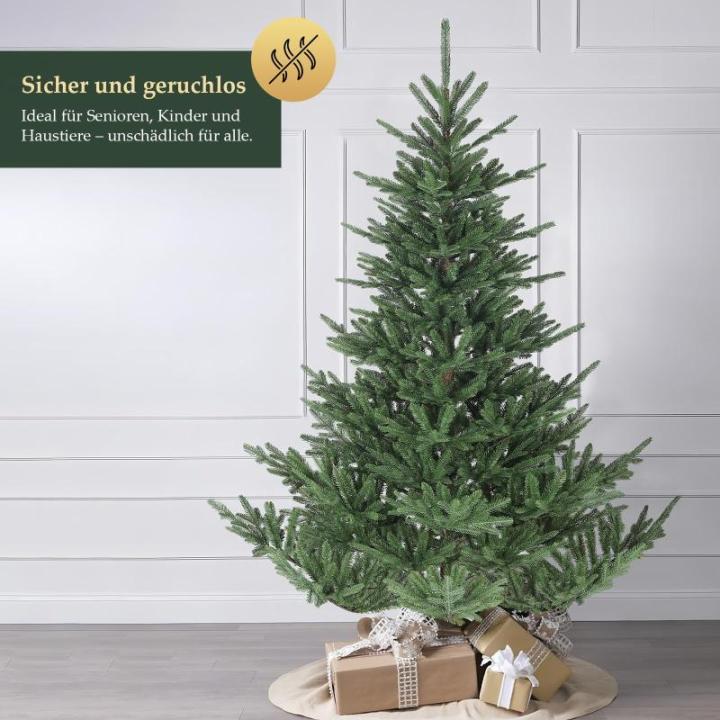 Kunstkerstboom 210 cm met natuurgetrouwe spuitgietelementen, snelle montage door klapscherm, kunstkerstboom (diameter ca. 150 cm, extra groot)