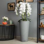 Künstliche Orchidee Kaskaden Blumenstrauß Weiß im Topf Beton H 110 cm Heimbüro Dekoration, Kunstpflanze Orchidee, Kunstblume, Künstliche Orchidee im Topf