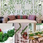 Ivy Kunstslingerset, 2,1 m klimopanken, 24 stuks decoratieve groene voor thuis, tuin en evenementdecoratie, duurzame en natuurlijke nepklimopplanten
