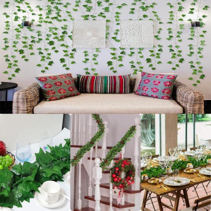 Ivy Kunstslingerset, 2,1 m klimopanken, 24 stuks decoratieve groene voor thuis, tuin en evenementdecoratie, duurzame en natuurlijke nepklimopplanten