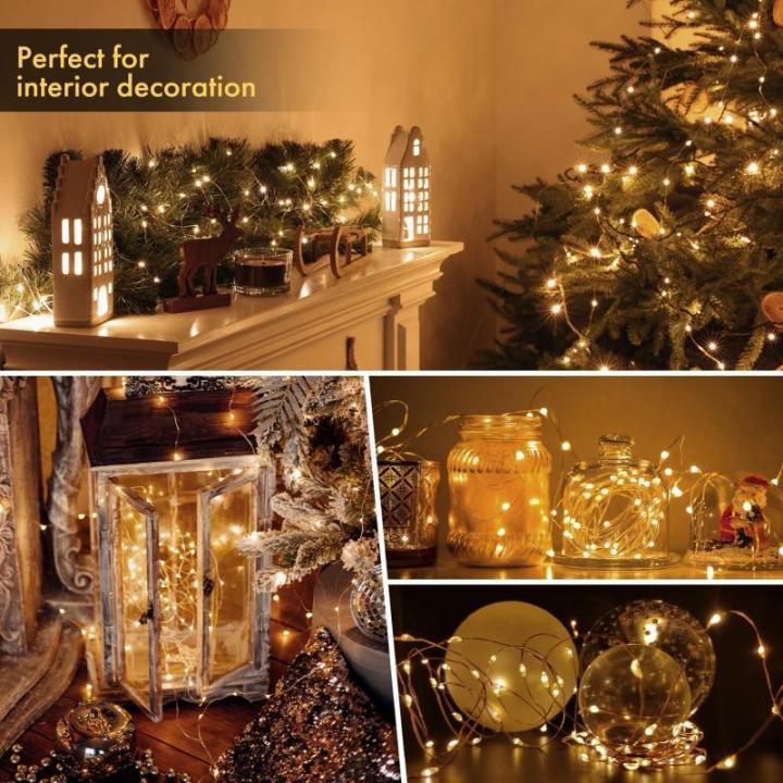Led-lichtsnoer met USB-stekker, 200 leds, 20 m, koperen led-draad, lichtketting voor , met afstandsbediening, 8 modi met timer en dimmen, kerstlichtketting voor kerstdecoratie, war