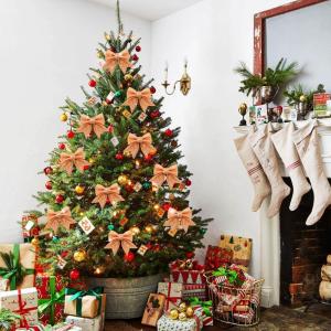 10 stuks roségouden strikken, kerststrikken, glitter-kerstboomstrikken, kerstboomversiering voor familiefeesten, feestdecoratie voor Kerstmis, vakantie, bruiloft, feesten