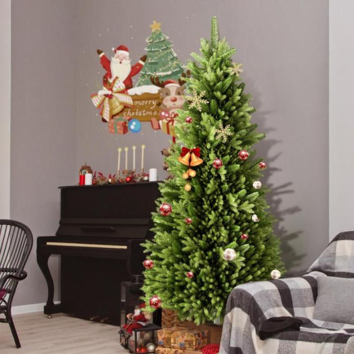 Kunstkerstboom 180 cm premium dennenboom kunstgroen PVC, natuurgetrouwe spuitgietelementen, edelspar snel op te bouwen, brandvertragend, incl. kerstboomstandaard (1,8 m)