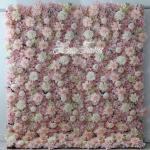 Wandpaneele Mit Rosa Rosen, Kunstblumen, Kunstseide, Hortensienlilie, Schleierkraut, Blumenpaneel, Hochzeitsfeier, Süßigkeitenwand, Schaufenster, Festlicher Blumenhintergrund(3x3
