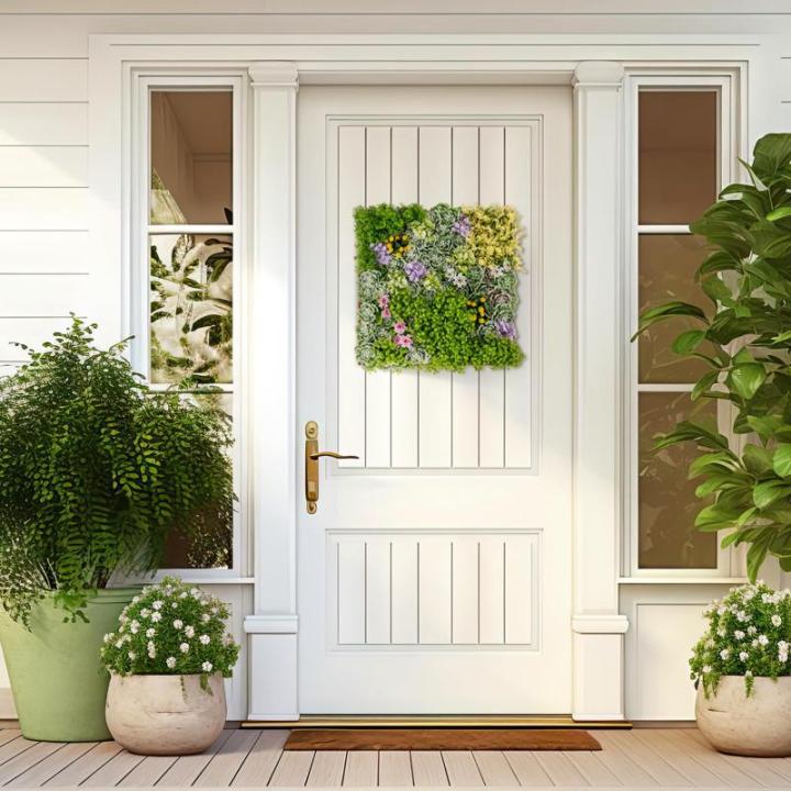 Set van 2 kunstheggen, plantenwand, 50 x 50 cm, panelen met veelzijdige kunstplanten, gesimuleerd gazon, wandplanten, kunstplant voor muur, balkon, tuin, groen (10 soorten)