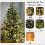 Hochwertiger Künstlicher Weihnachtsbaum für Zuhause, Büro, Party-Dekoration, Einfacher Aufbau, Faltbarer Sockel, mit Kristalldekoration(180cm/6ft)