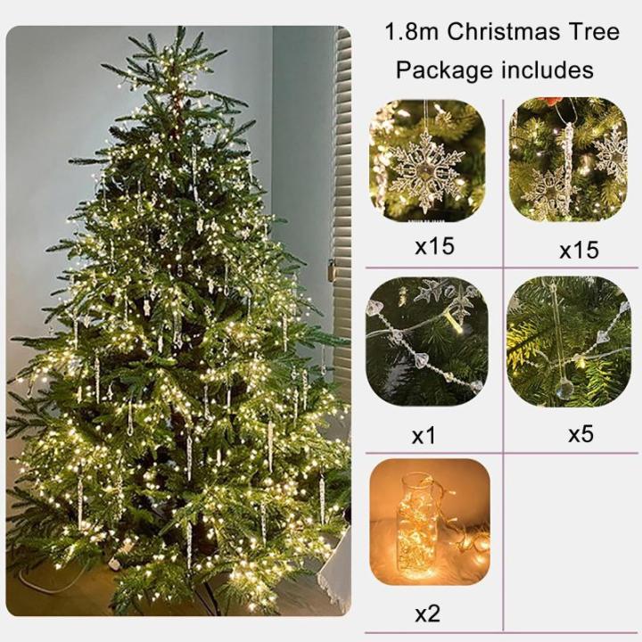 Hochwertiger Künstlicher Weihnachtsbaum für Zuhause, Büro, Party-Dekoration, Einfacher Aufbau, Faltbarer Sockel, mit Kristalldekoration(180cm/6ft)