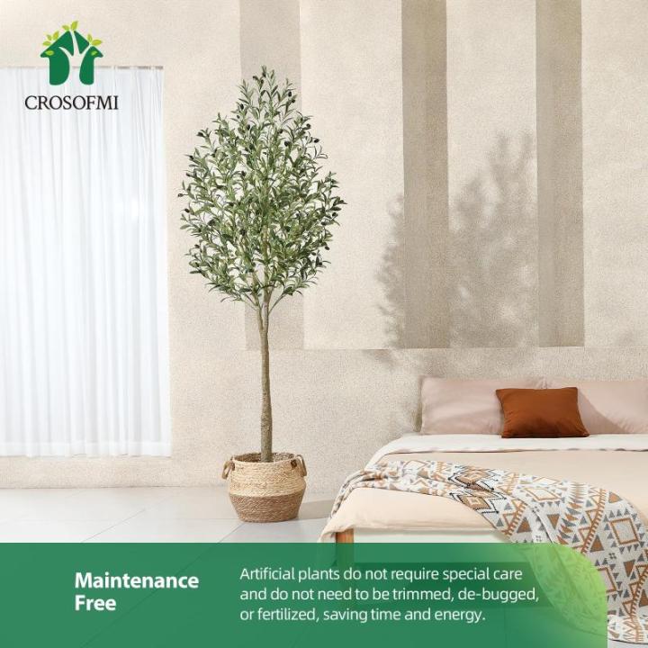 Künstliche Olivenbaum Pflanzen 210cm Fake Tropische Plastik Pflanze Perfekte Große Pflanzen im Topf für Indoor Outdoor Haus Büro Garten Moderne Dekoration Housewarming Geschenk