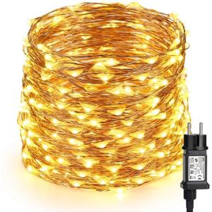 Kerstverlichting, 20M 200 LED Koperdraad Lichtslingers en Buiten Waterdicht 8 Modi Lichtslingers met Stekker Garland Licht voor Thuis, Feesten, Bruiloft, Kerstmis, Warm Wit