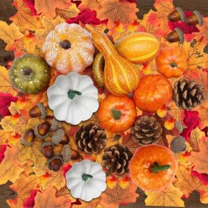 88 stuks Halloween kunstmatige pompoenen herfstdecoratie set pompoen esdoornbladeren eikelset dennenappels voor Halloween Thanksgiving feestelijke feestdecoratie accessoires