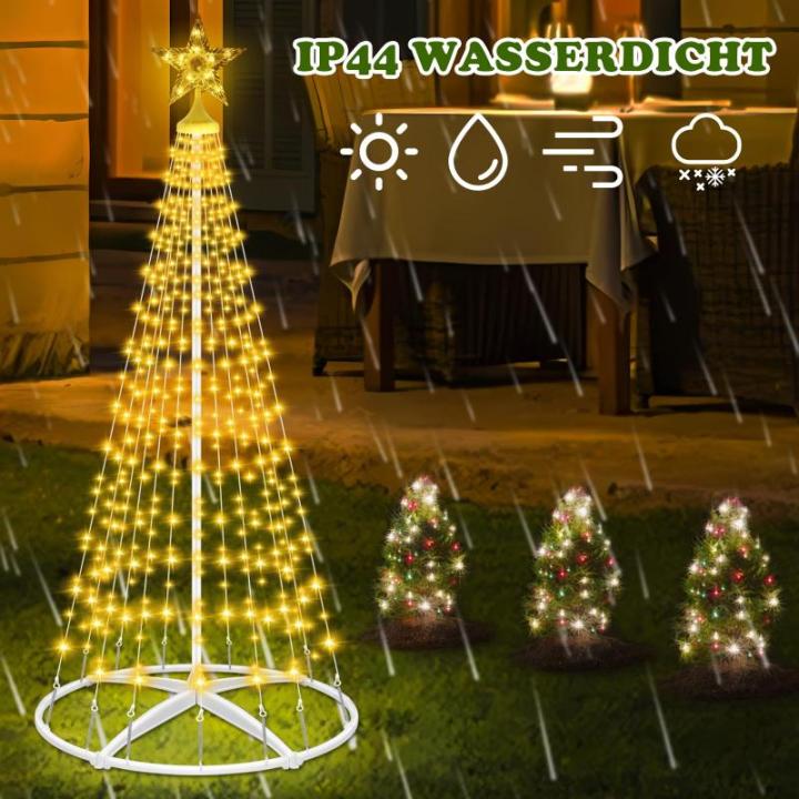 Kerstboom, metalen kegelvorm, 154 leds, lichtboom, 8 modi, timer, waterdicht, kerstverlichting, buitenverlichting, kerstverlichting voor tuin, balkon, kerstdecoratie buiten, warm w