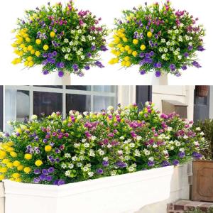 12 bundels voor buiten, uv-bestendige voor buiten, , balkonplanten, weerbestendig, duurzame plastic bloemen, net echt voor buiten, balkon, tuin