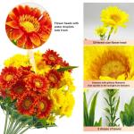 30 hoofden kunstmatige gerbera madeliefjes met dauwdruppel, 2 kleuren zijden madeliefjes die er echt uitzien met 3 vormige bladeren, nepbloemen die schitteren in het zonlicht voor