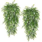 Set van 4 kunstmatige hangende planten nep groene klimop bladeren decoratie voor buiten en binnen, bamboe gebladerte hangende planten faux wijnstok groen woondecoratie voor woonkam